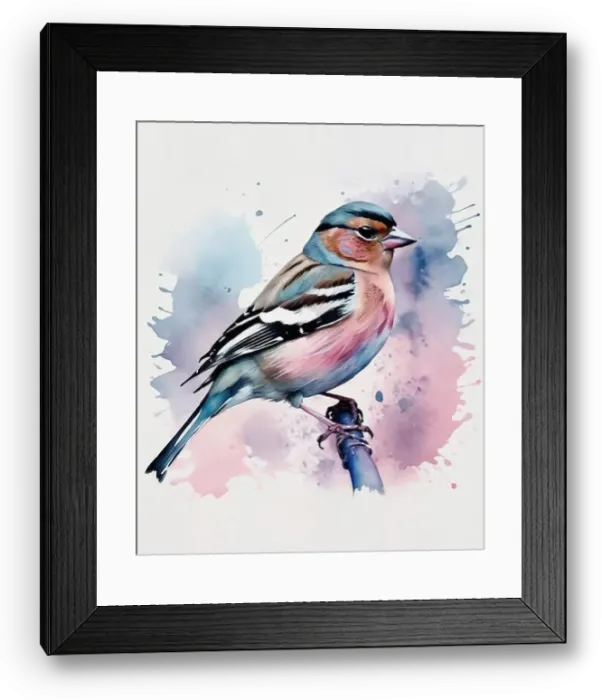 Framed Print : Eurasian finch bird watercolor painting Framed Print : Eurasian finch bird watercolor painting