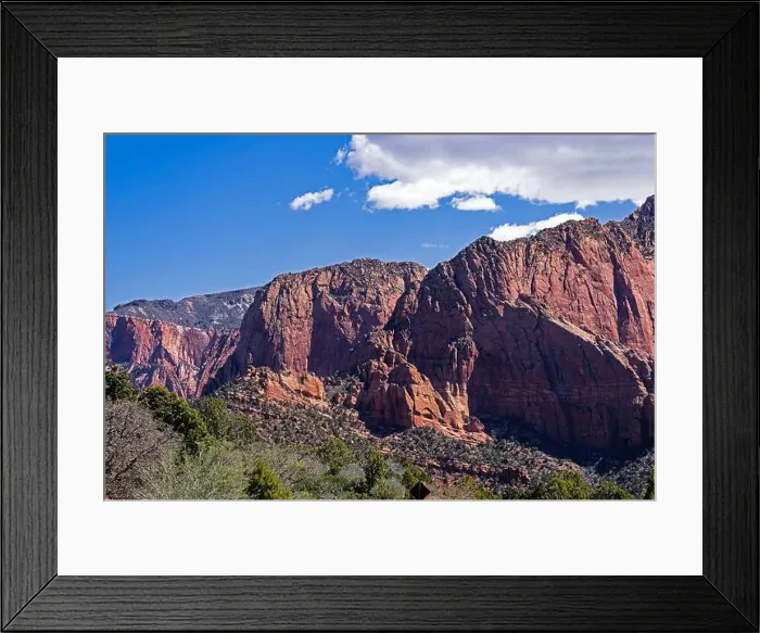 Framed Print : Red Sandstone cliffs in Southern Utah near St. George near Zion National Park