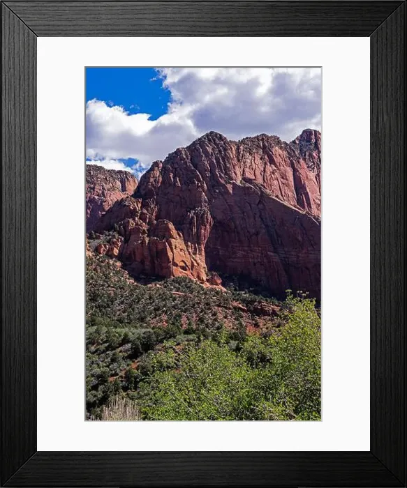 Framed Print : Red Sandstone cliffs in Southern Utah near St. George near Zion National Park