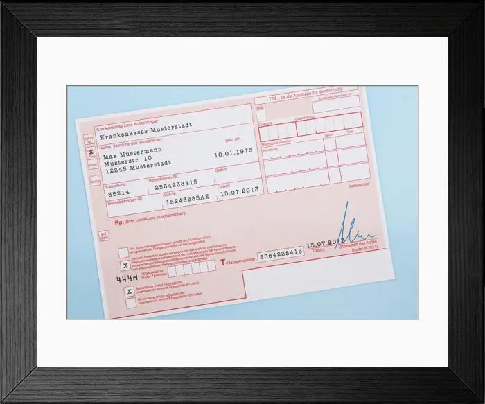 Framed Print : Typical german medical prescription form Framed Print : Typical german medical prescription form