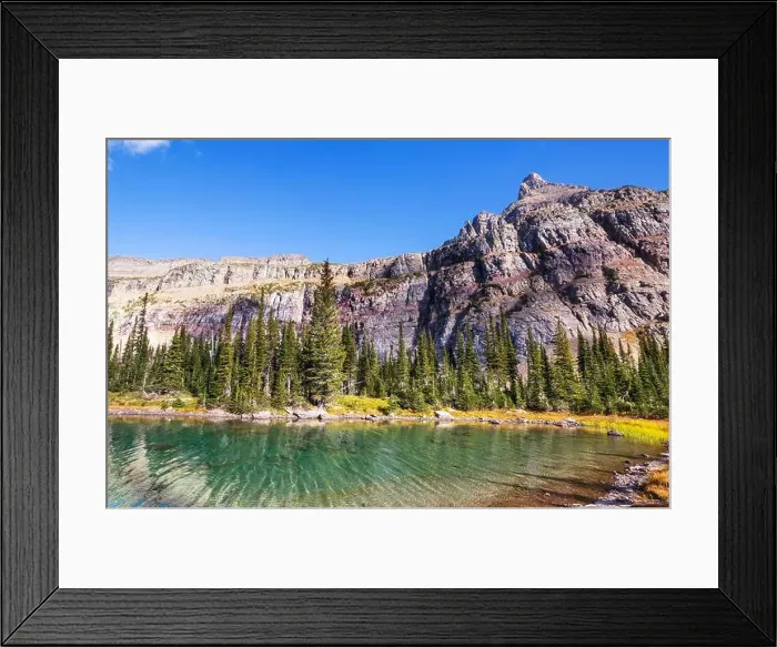 Framed Print : Picturesque rocky peaks of the Glacier National Park, Montana, USA. Beautiful natural landscapes Framed Print : Picturesque rocky peaks of the Glacier National Park, Montana, USA. Beautiful natural landscapes