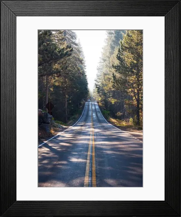 Framed Print : Car driving along the road in Yosemite National Park Framed Print : Car driving along the road in Yosemite National Park