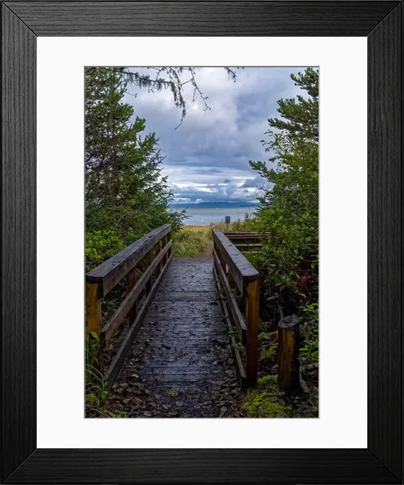 Framed Print : A boardwalk leads to the beach on Willapa Bay at Leadbetter Point State Park, Washington, USA Framed Print : A boardwalk leads to the beach on Willapa Bay at Leadbetter Point State Park, Washington, USA