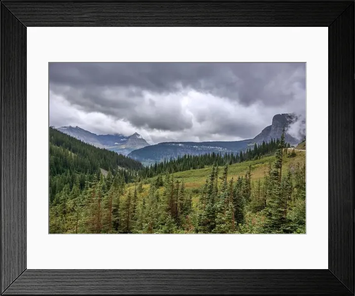 Framed Print : Overcast landscape at Glacier National Park Framed Print : Overcast landscape at Glacier National Park