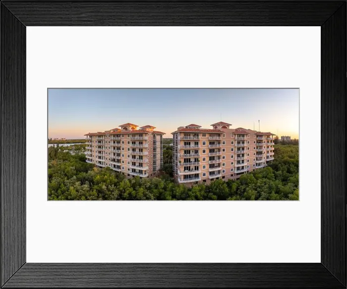 Framed Print : Condo building in Florida rural wooded area with view at tropical nature. Real estate development in American suburbs Framed Print : Condo building in Florida rural wooded area with view at tropical nature. Real estate development in American suburbs