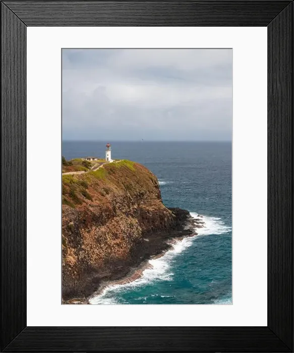 Framed Print : Kilauea lighthouse as seen fron Kilauea Point National Wildlife Refuge with coastline in background (Kauai, Hawaii, USA) Framed Print : Kilauea lighthouse as seen fron Kilauea Point National Wildlife Refuge with coastline in background (Kauai, Hawaii, USA)