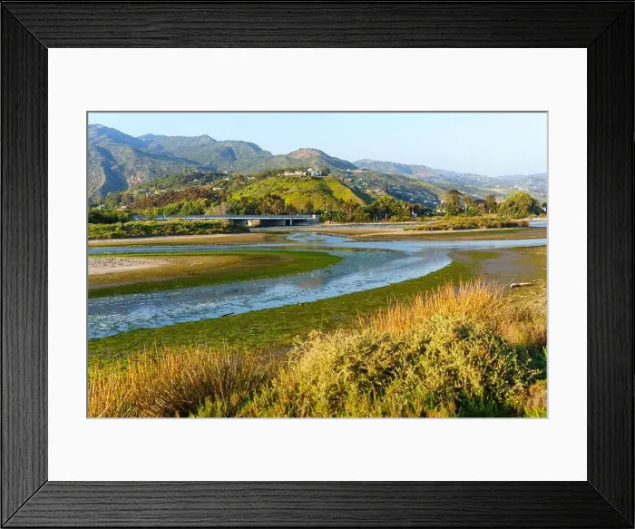 Framed Print : Scenic view of marshland and hills surrounding Malibu Lagoon Framed Print : Scenic view of marshland and hills surrounding Malibu Lagoon