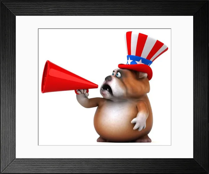 Framed Print : Fun 3D cartoon bulldog with an uncle sam hat Framed Print : Fun 3D cartoon bulldog with an uncle sam hat