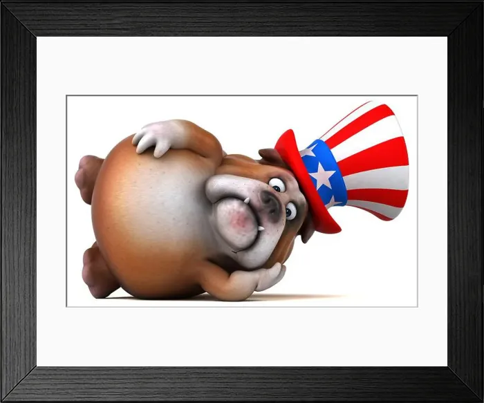 Framed Print : Fun 3D cartoon bulldog with an uncle sam hat Framed Print : Fun 3D cartoon bulldog with an uncle sam hat
