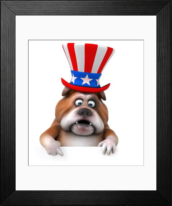Framed Print : Fun 3D cartoon bulldog with an uncle sam hat Framed Print : Fun 3D cartoon bulldog with an uncle sam hat