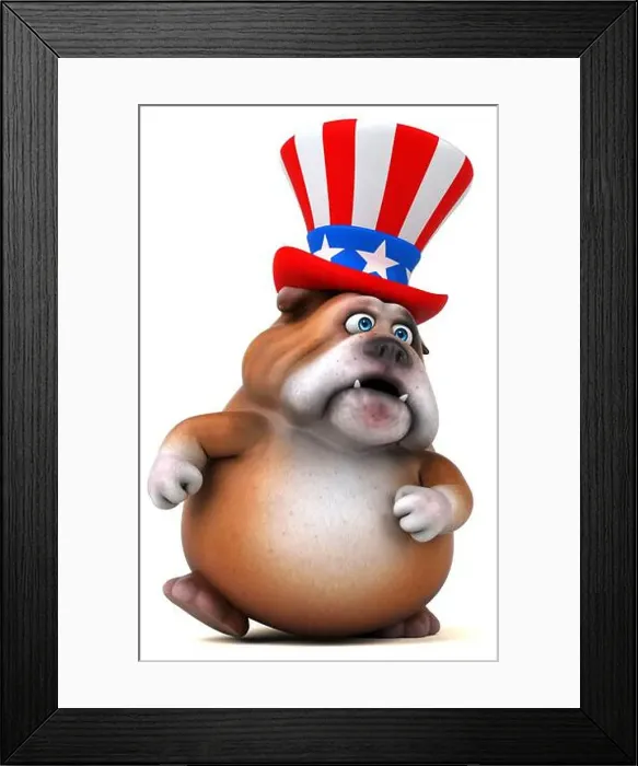 Framed Print : Fun 3D cartoon bulldog with an uncle sam hat Framed Print : Fun 3D cartoon bulldog with an uncle sam hat