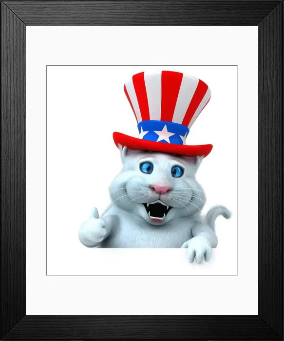 Framed Print : Fun 3D cartoon cat with an uncle sam hat Framed Print : Fun 3D cartoon cat with an uncle sam hat