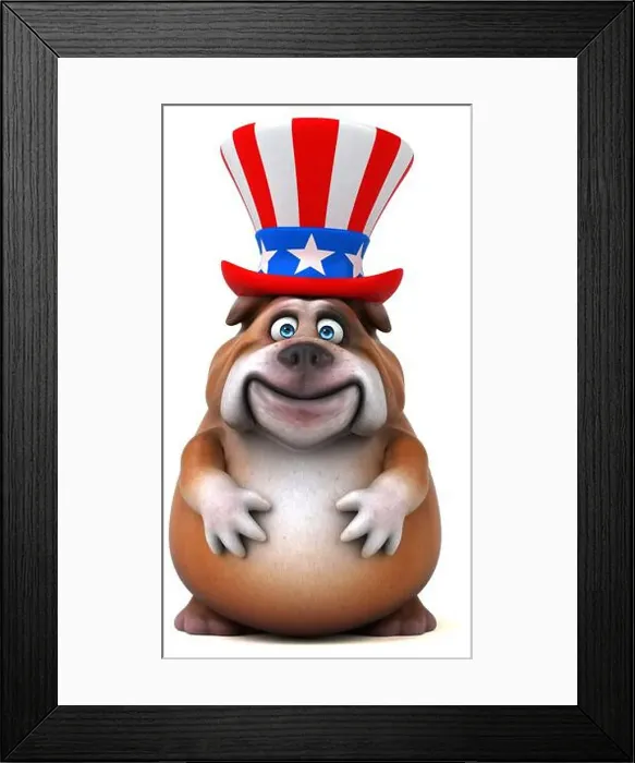 Framed Print : Fun 3D cartoon bulldog with an uncle sam hat Framed Print : Fun 3D cartoon bulldog with an uncle sam hat