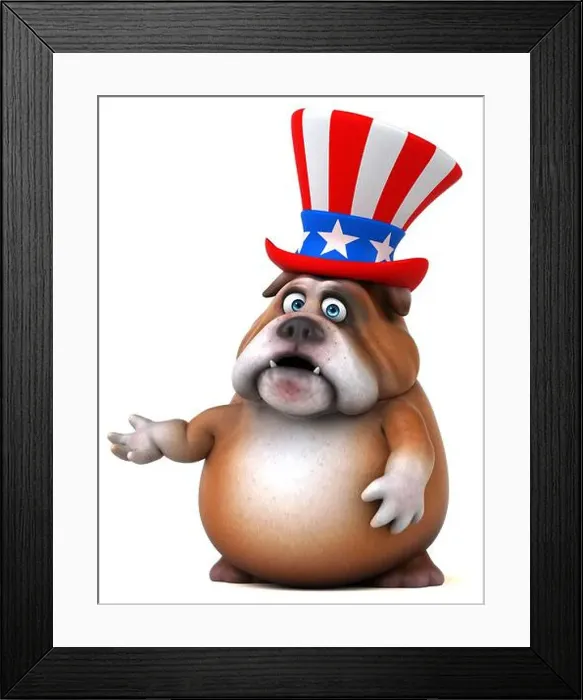 Framed Print : Fun 3D cartoon bulldog with an uncle sam hat Framed Print : Fun 3D cartoon bulldog with an uncle sam hat
