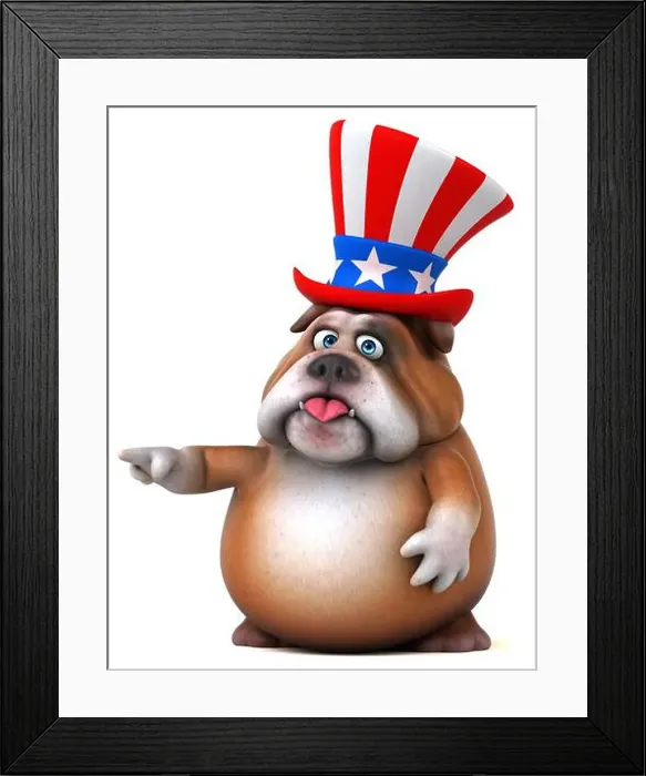 Framed Print : Fun 3D cartoon bulldog with an uncle sam hat Framed Print : Fun 3D cartoon bulldog with an uncle sam hat