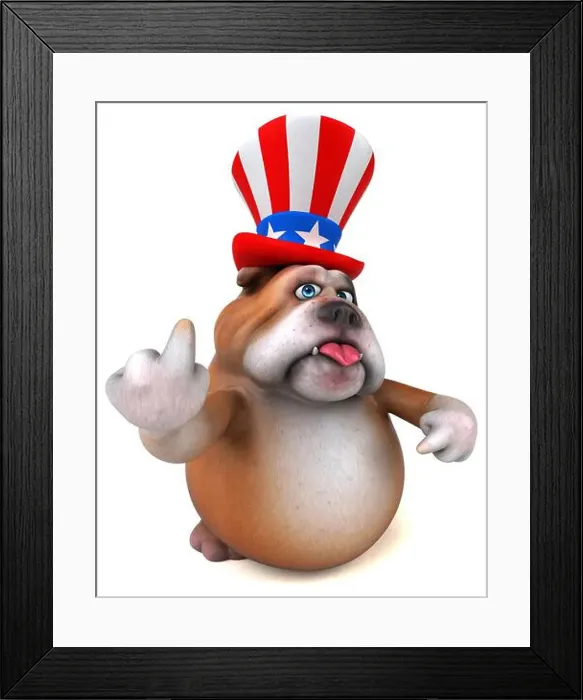 Framed Print : Fun 3D cartoon bulldog with an uncle sam hat Framed Print : Fun 3D cartoon bulldog with an uncle sam hat