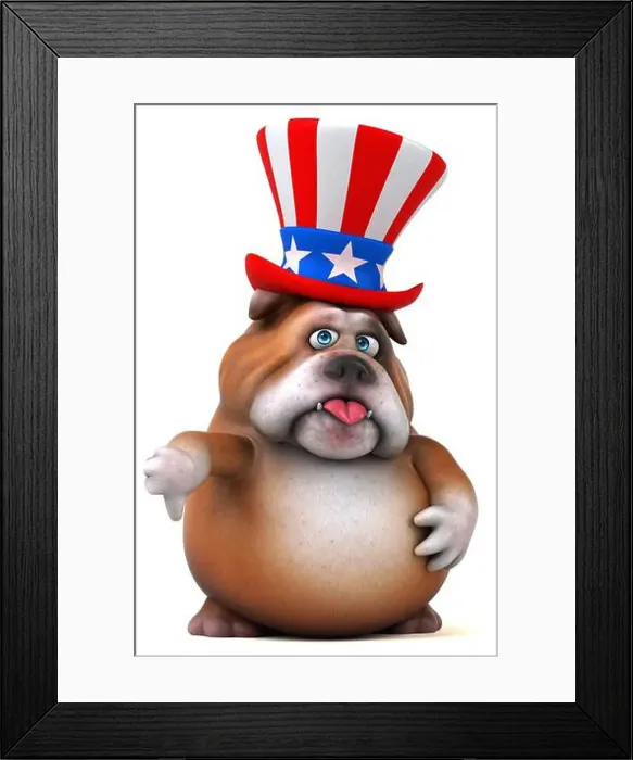 Framed Print : Fun 3D cartoon bulldog with an uncle sam hat Framed Print : Fun 3D cartoon bulldog with an uncle sam hat