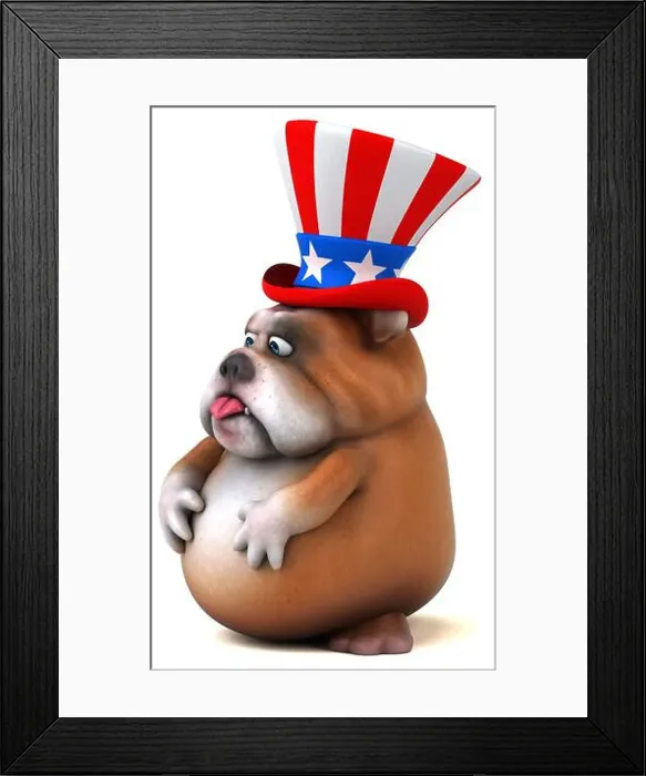 Framed Print : Fun 3D cartoon bulldog with an uncle sam hat Framed Print : Fun 3D cartoon bulldog with an uncle sam hat