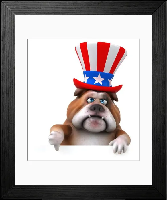 Framed Print : Fun 3D cartoon bulldog with an uncle sam hat Framed Print : Fun 3D cartoon bulldog with an uncle sam hat