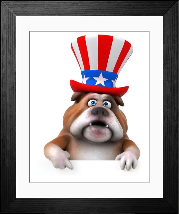 Framed Print : Fun 3D cartoon bulldog with an uncle sam hat Framed Print : Fun 3D cartoon bulldog with an uncle sam hat