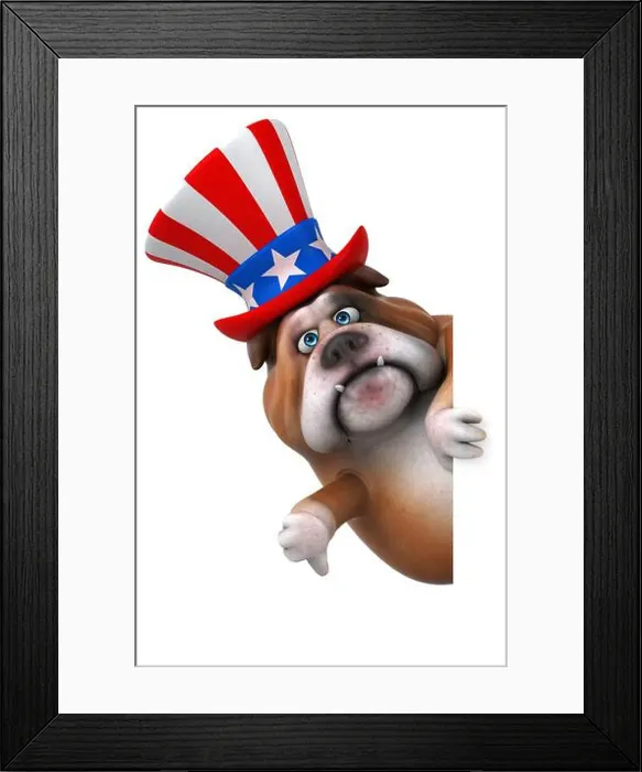 Framed Print : Fun 3D cartoon bulldog with an uncle sam hat Framed Print : Fun 3D cartoon bulldog with an uncle sam hat