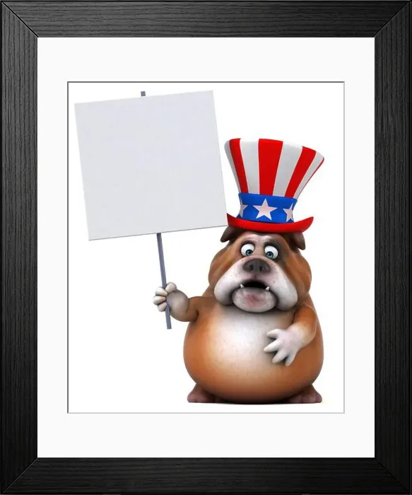 Framed Print : Fun 3D cartoon bulldog with an uncle sam hat Framed Print : Fun 3D cartoon bulldog with an uncle sam hat