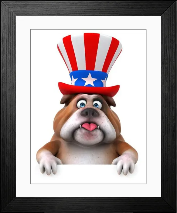 Framed Print : Fun 3D cartoon bulldog with an uncle sam hat Framed Print : Fun 3D cartoon bulldog with an uncle sam hat