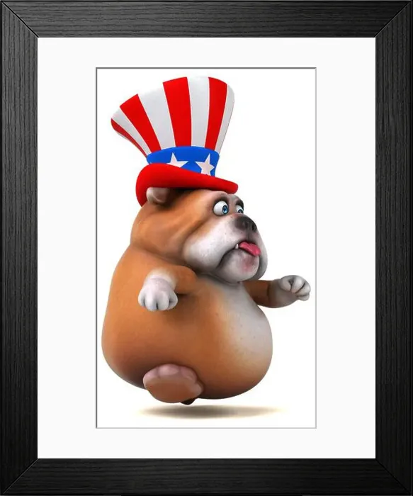 Framed Print : Fun 3D cartoon bulldog with an uncle sam hat Framed Print : Fun 3D cartoon bulldog with an uncle sam hat