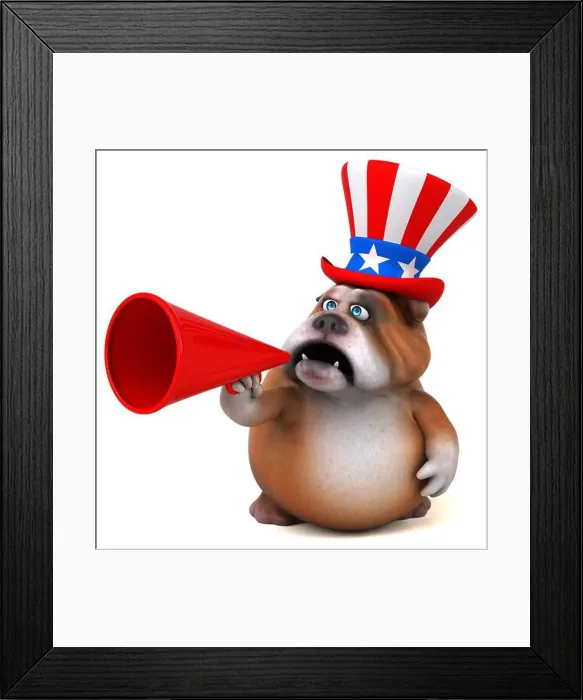 Framed Print : Fun 3D cartoon bulldog with an uncle sam hat Framed Print : Fun 3D cartoon bulldog with an uncle sam hat