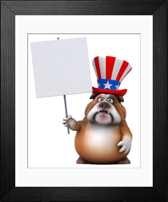 Framed Print : Fun 3D cartoon bulldog with an uncle sam hat Framed Print : Fun 3D cartoon bulldog with an uncle sam hat