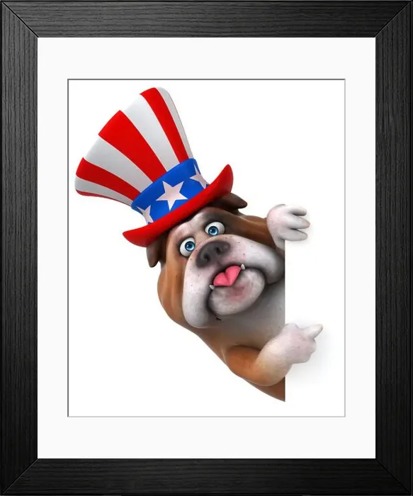 Framed Print : Fun 3D cartoon bulldog with an uncle sam hat Framed Print : Fun 3D cartoon bulldog with an uncle sam hat