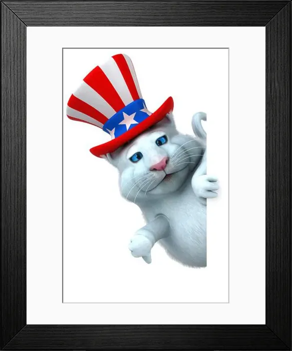 Framed Print : Fun 3D cartoon cat with an uncle sam hat Framed Print : Fun 3D cartoon cat with an uncle sam hat