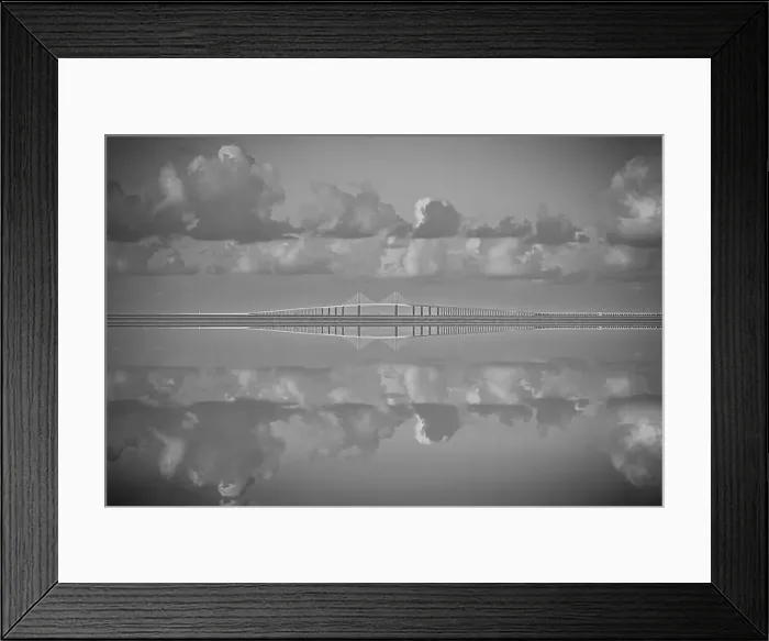 Framed Print : Sunshine Skyway Tampa St. Petersburg Florida USA Cloud reflection in water Framed Print : Sunshine Skyway Tampa St. Petersburg Florida USA Cloud reflection in water