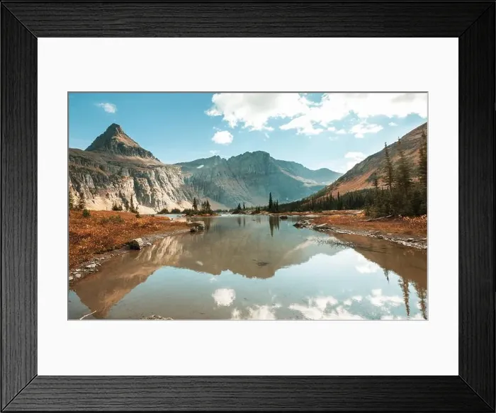 Framed Print : Picturesque rocky peaks of the Glacier National Park, Montana, USA. Beautiful natural landscapes Framed Print : Picturesque rocky peaks of the Glacier National Park, Montana, USA. Beautiful natural landscapes