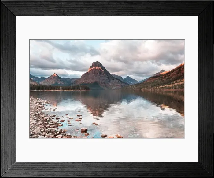 Framed Print : Picturesque rocky peaks of the Glacier National Park, Montana, USA. Beautiful natural landscapes Framed Print : Picturesque rocky peaks of the Glacier National Park, Montana, USA. Beautiful natural landscapes