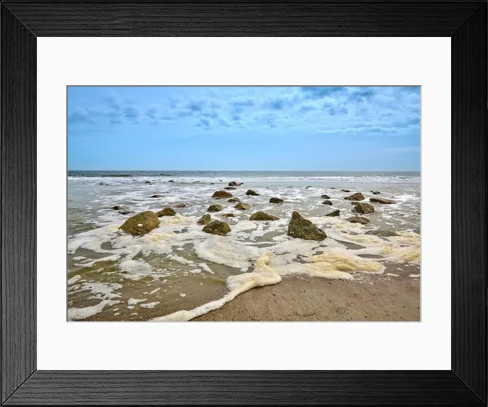 Framed Print : Group of stones in the surf at Hunting Island State Park Framed Print : Group of stones in the surf at Hunting Island State Park