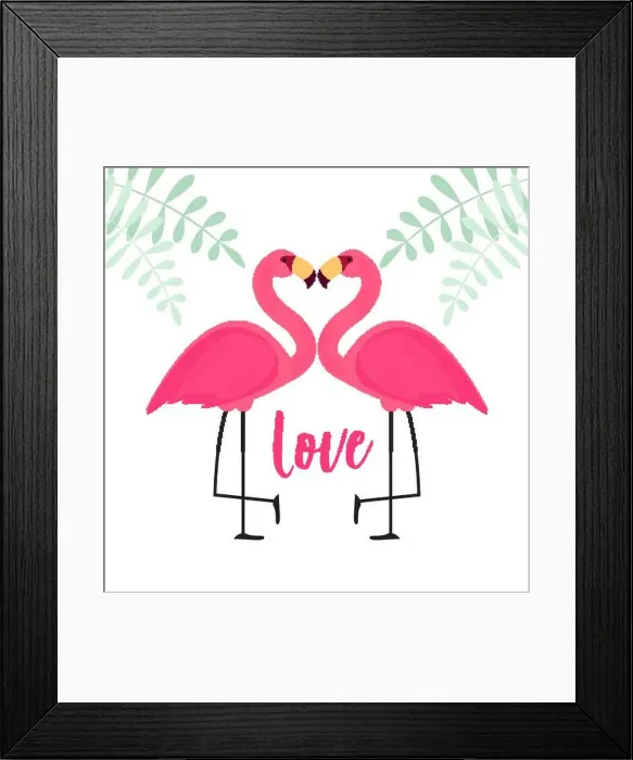 Framed Print : Cute Pink Flamingo in Love Background Vector Illustration Framed Print : Cute Pink Flamingo in Love Background Vector Illustration