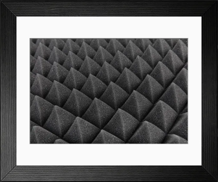Framed Print : Sound proof Acoustic black gray foam absorbing Framed Print : Sound proof Acoustic black gray foam absorbing