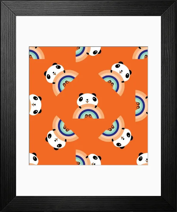 Framed Print : Kawaii panda rainbow seamless vector pattern background Framed Print : Kawaii panda rainbow seamless vector pattern background