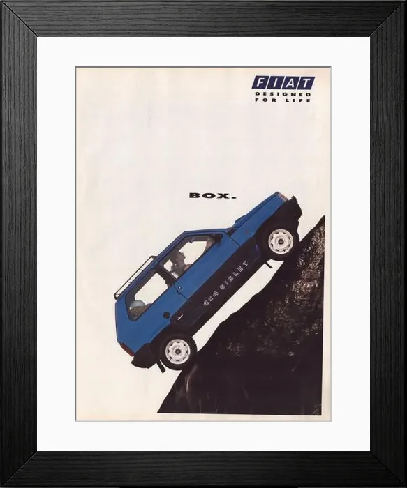 Framed Print : Fiat Panda 4 x 4 Sisley advertisement Fiat Panda 4x4 Blue Fiat Panda commercial Fiat ad 1991 Framed Print : Fiat Panda 4 x 4 Sisley advertisement Fiat Panda 4x4 Blue Fiat Panda commercial Fiat ad 1991