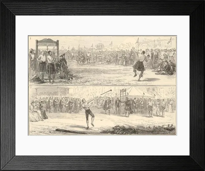 Framed Print : Highland Games. Campbell Blythswood. Albert-Gate Shot putt Hammer 1888 Framed Print : Highland Games. Campbell Blythswood. Albert-Gate Shot putt Hammer 1888