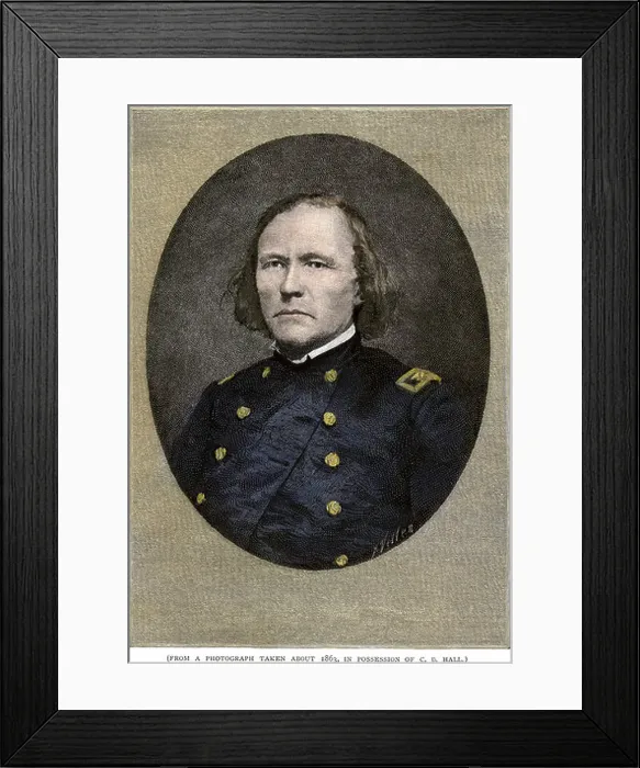 Framed Print : Christopher Kit Carson as commander of First New Mexico Volunteers in the US Civil War. Hand-colored woodcut Framed Print : Christopher Kit Carson as commander of First New Mexico Volunteers in the US Civil War. Hand-colored woodcut