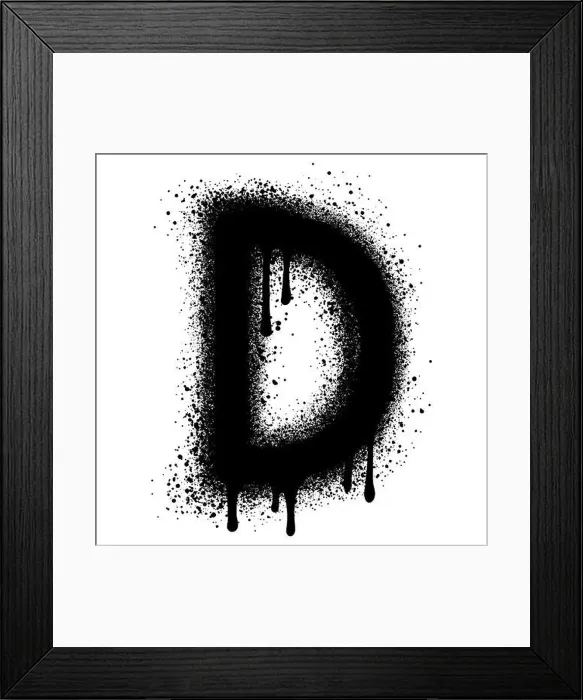 Framed Print : Spray Painted Graffiti font D Sprayed isolated with a white background. Vector illustration