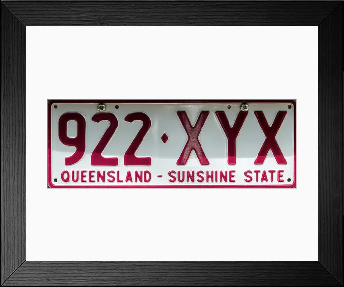 Framed Print : Queensland Number Plate, Australia Framed Print : Queensland Number Plate, Australia