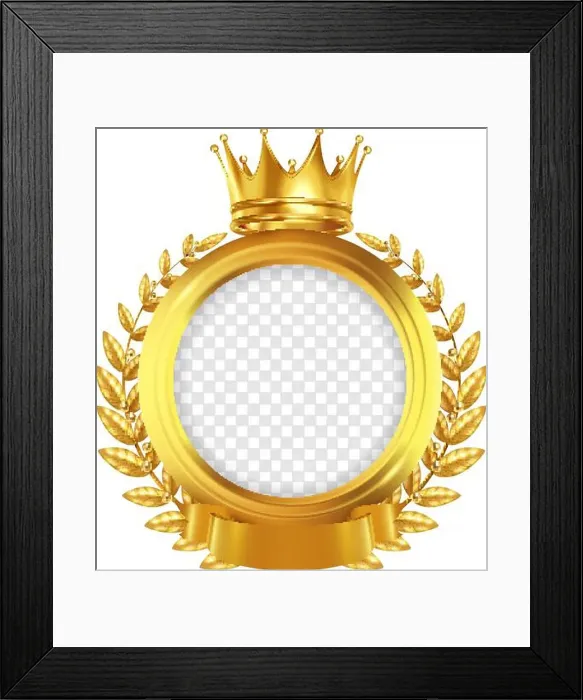 Framed Print : Gold round frame decorated by laurel wreath tape Framed Print : Gold round frame decorated by laurel wreath tape