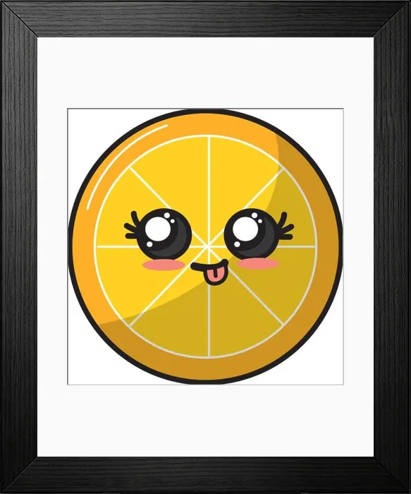 Framed Print : kawaii cute funny lemon slice fruit Framed Print : kawaii cute funny lemon slice fruit