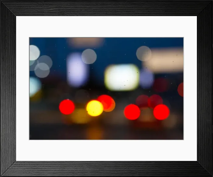 Framed Print : Background bokeh lit city at night Framed Print : Background bokeh lit city at night
