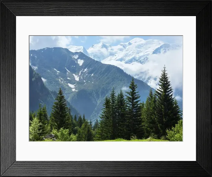 Framed Print : Mont Blanc mountain massif (Chamonix valley, France, view from Plaine Joux outskirts) Framed Print : Mont Blanc mountain massif (Chamonix valley, France, view from Plaine Joux outskirts)