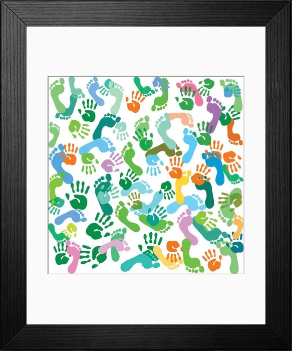 Framed Print : prints of feet and hands vector Framed Print : prints of feet and hands vector