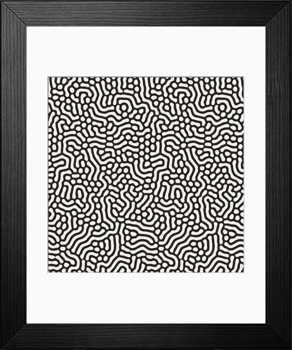 Framed Print : Organic Irregular Rounded Lines. Vector Seamless Black and White Pattern Framed Print : Organic Irregular Rounded Lines. Vector Seamless Black and White Pattern